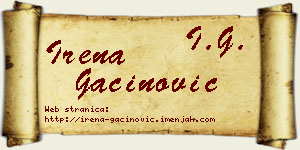 Irena Gaćinović vizit kartica